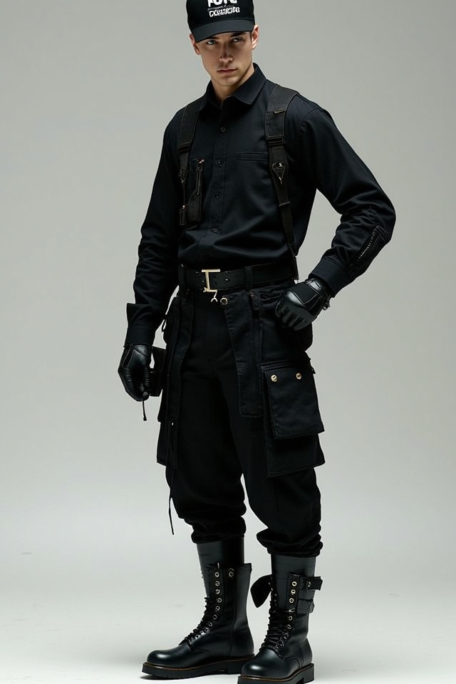 all black combat ensemble