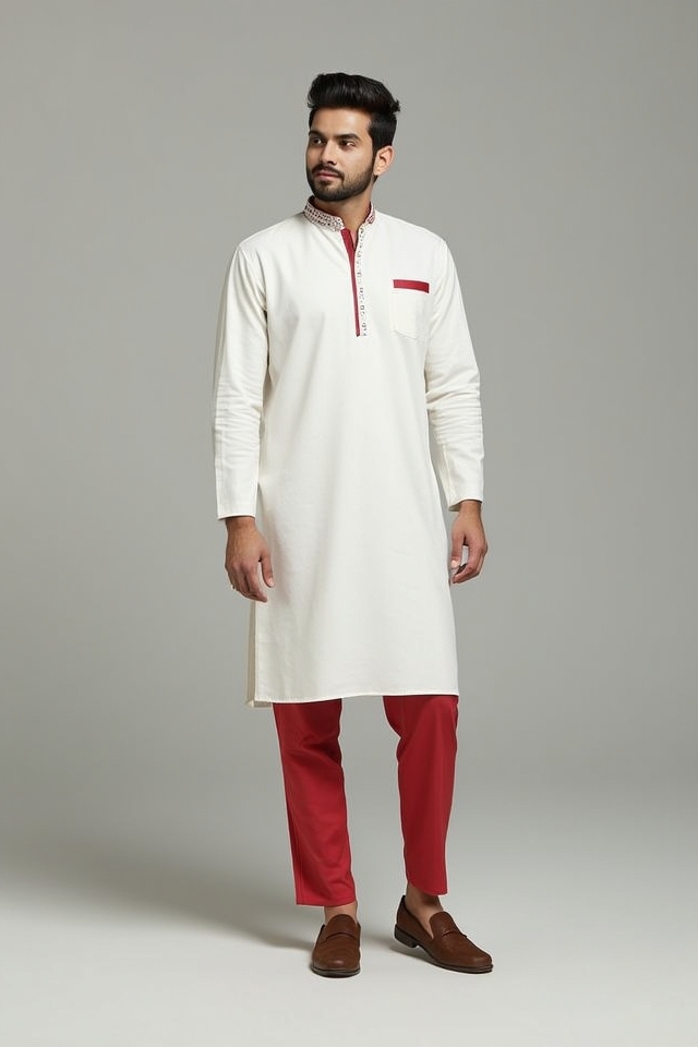 asymmetric kurta slim trousers