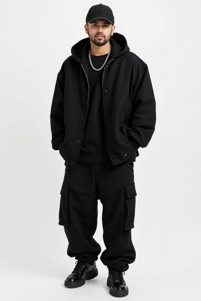 baggy all black streetwear style