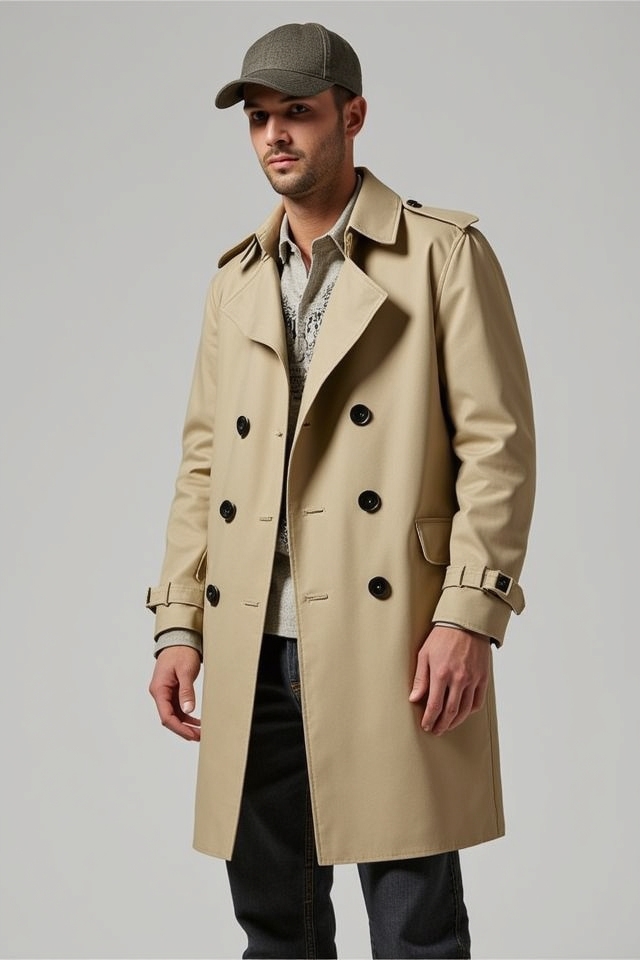 beige trench for tan men