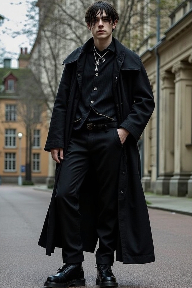 black gothic leather ensemble