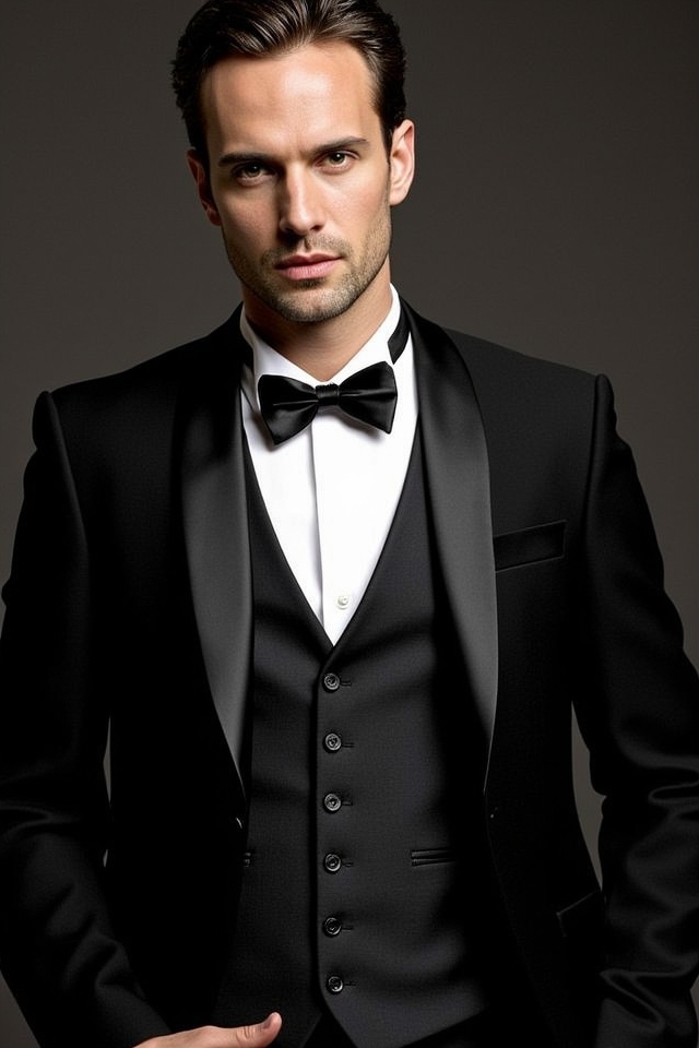 black tuxedo satin lapels
