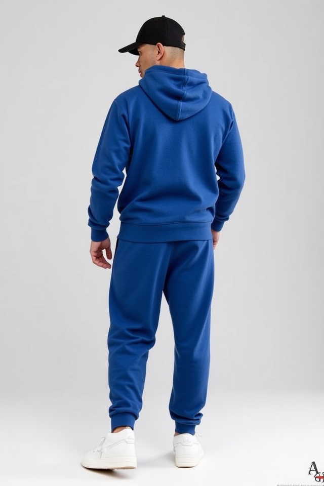 blue hoodie and joggers