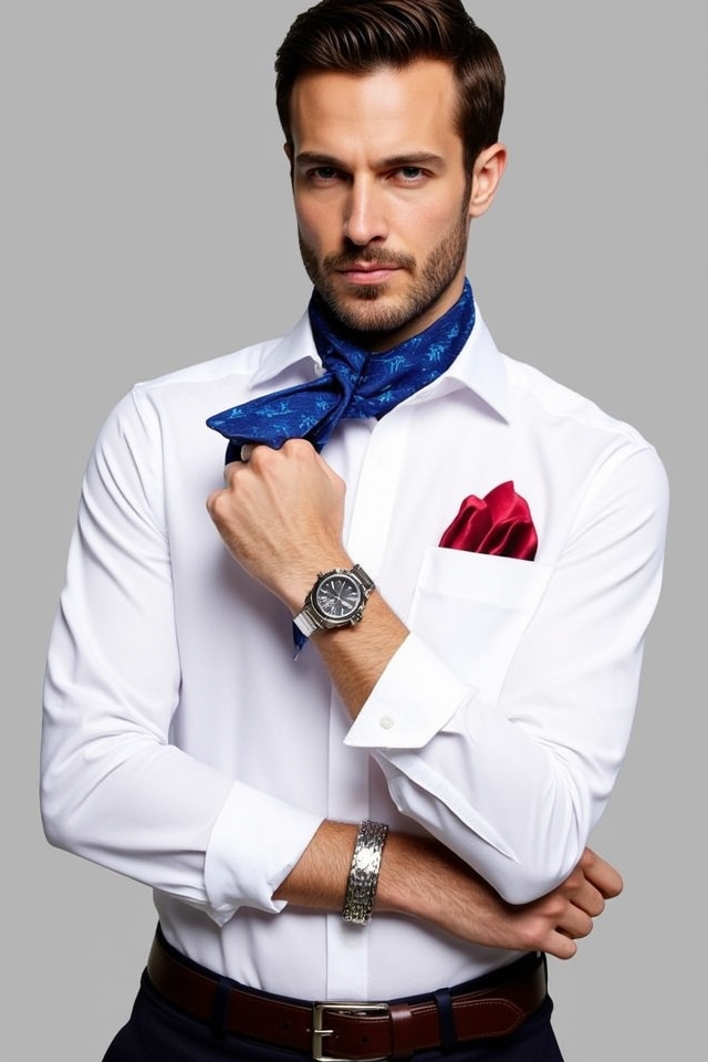 bold accessories elevate white shirt