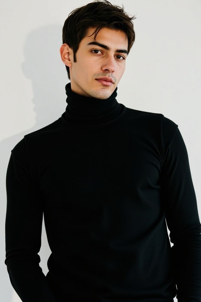 bold black turtleneck green