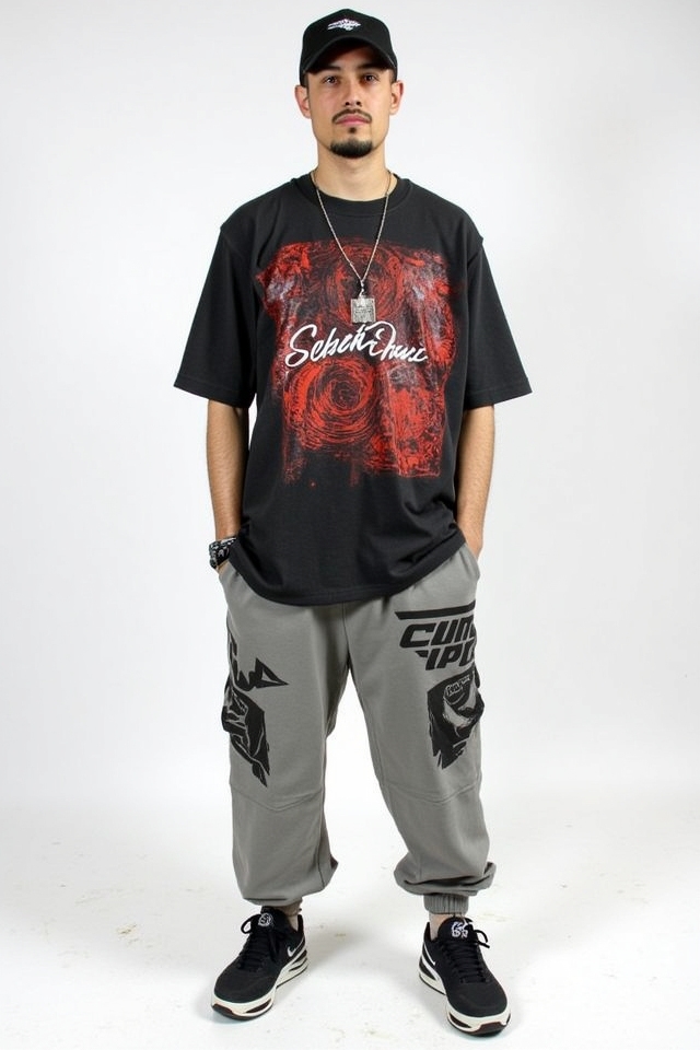 bold graphic tee joggers