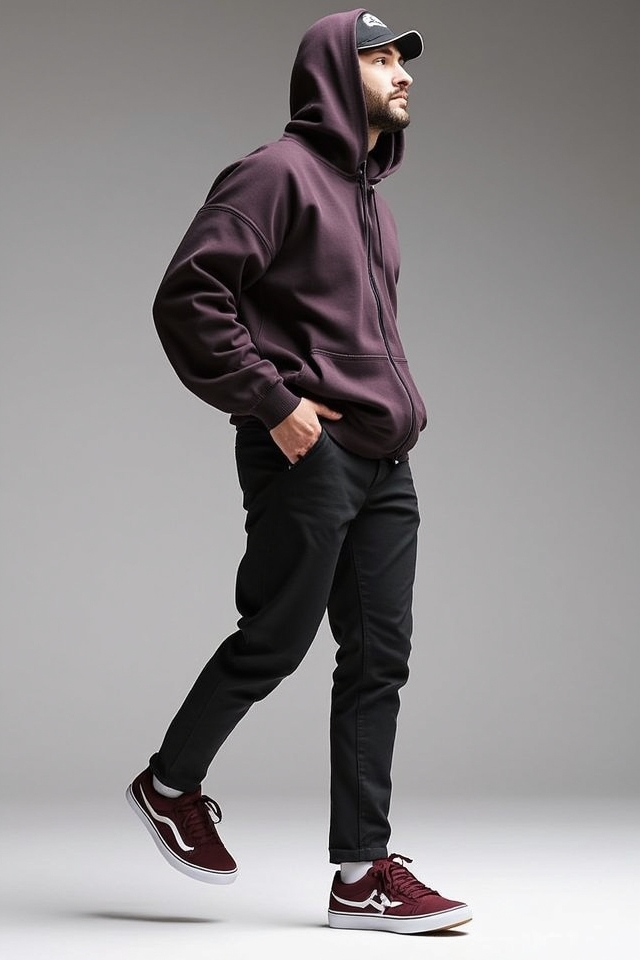 bold maroon sneaker statement