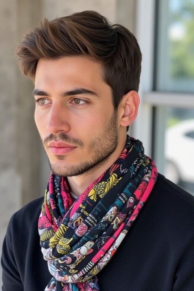 bold patterned scarf streetwear