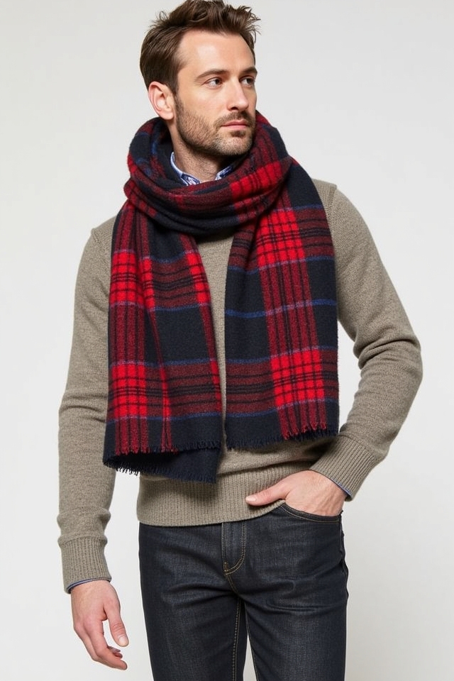 bold plaid scarf outfit