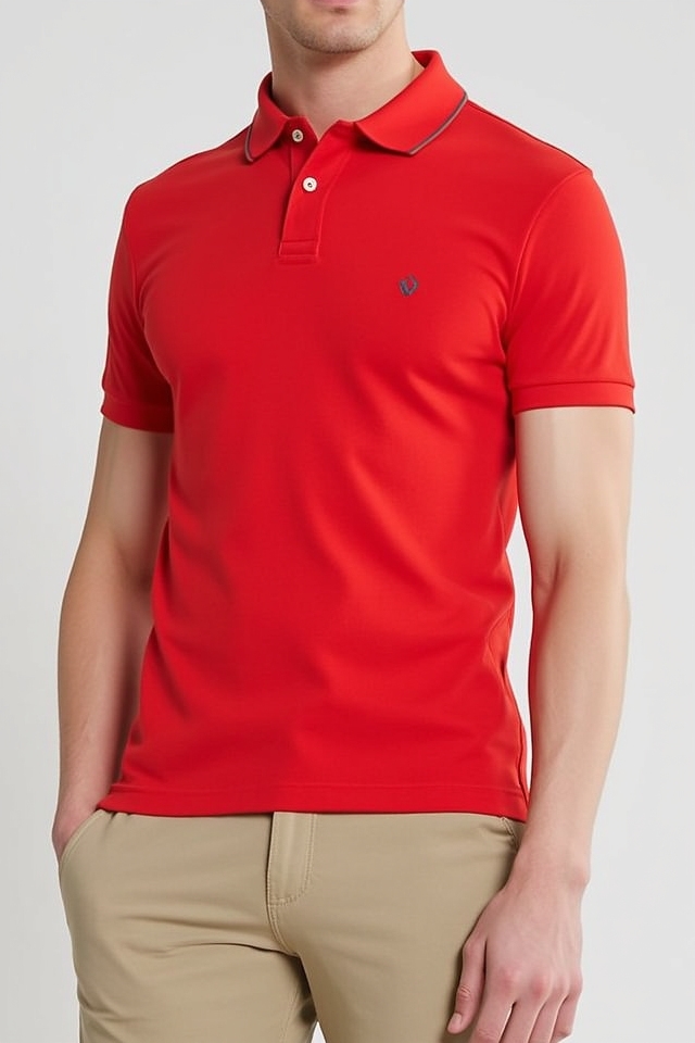bold red khaki outfit
