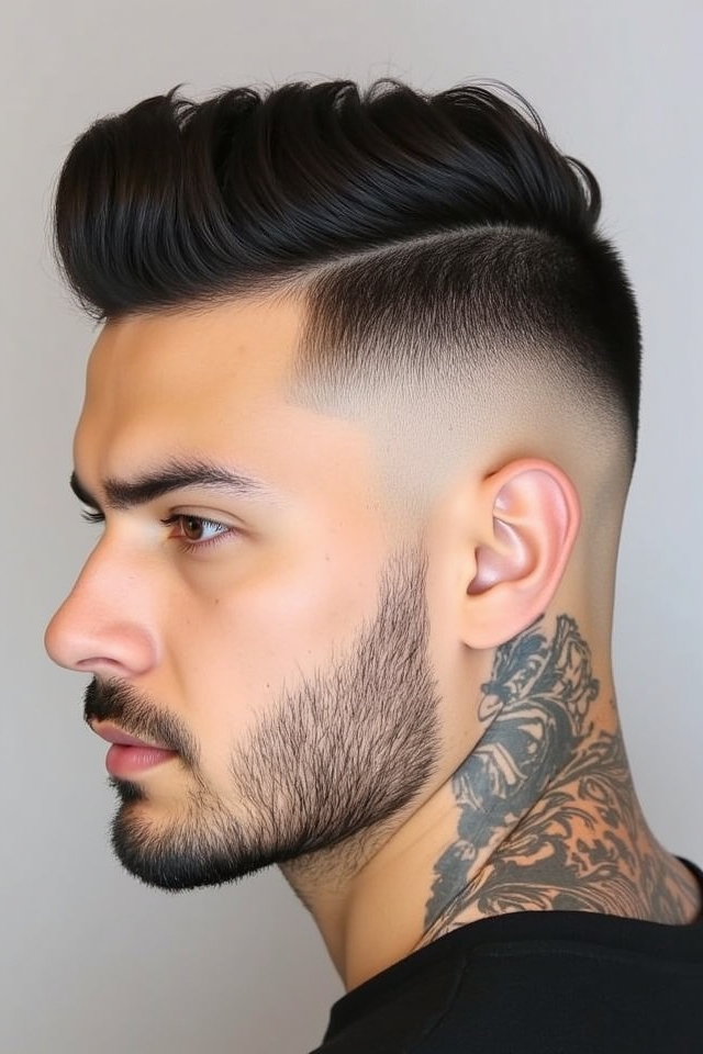 bold shaved sides contrast