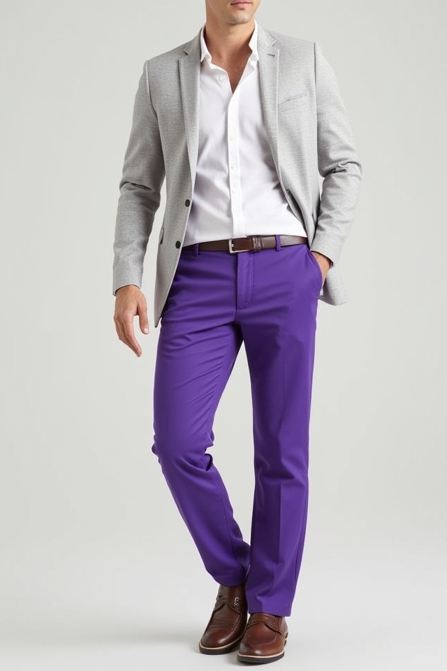 bold smart casual purple chinos