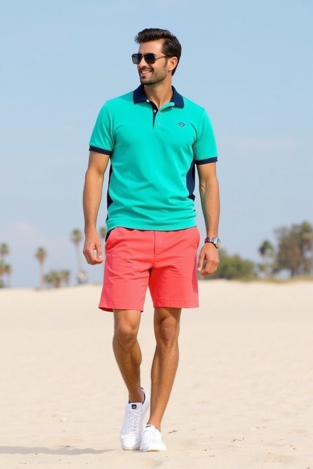 bold teal coral ensemble