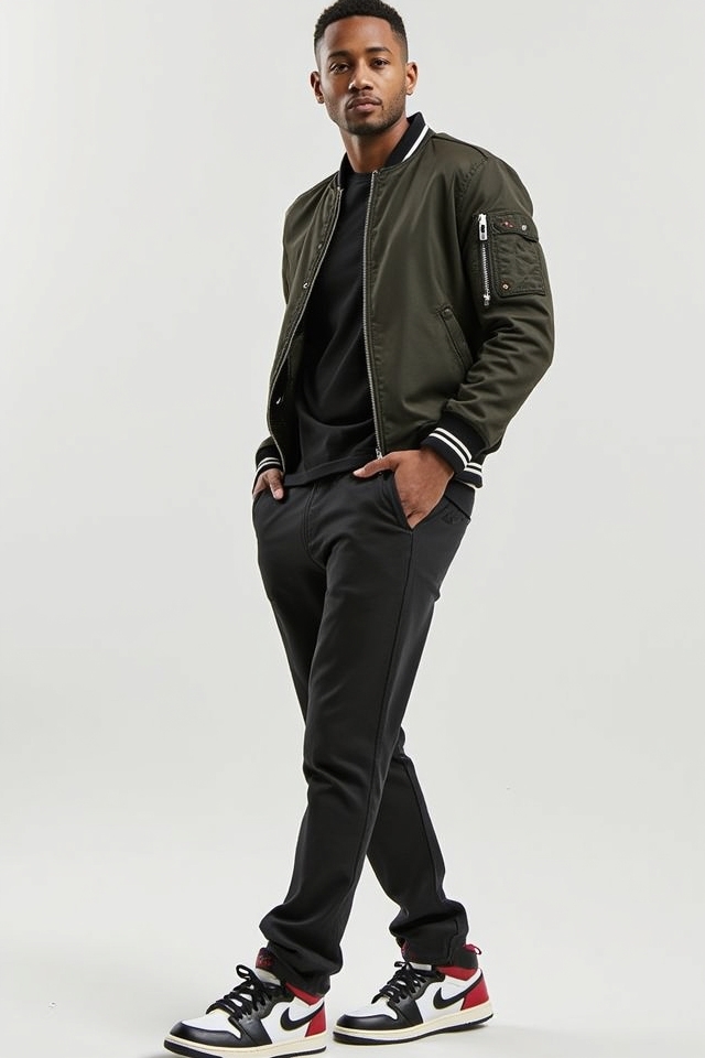 bomber jacket and jordans