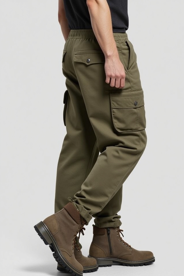 boots with olive joggers