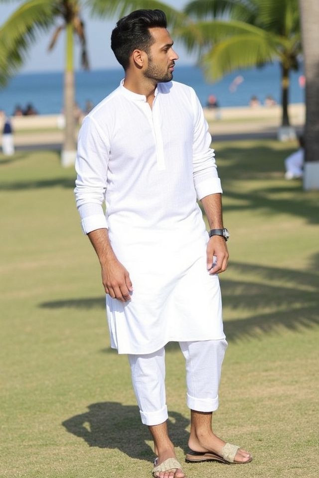 breathable linen kurta shorts
