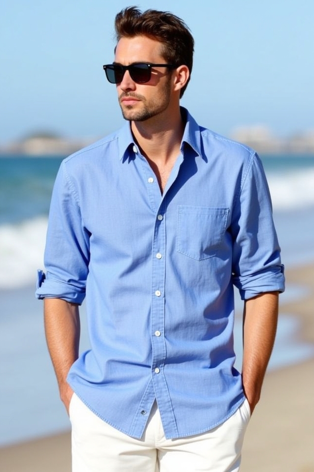 breezy blue linen shirt