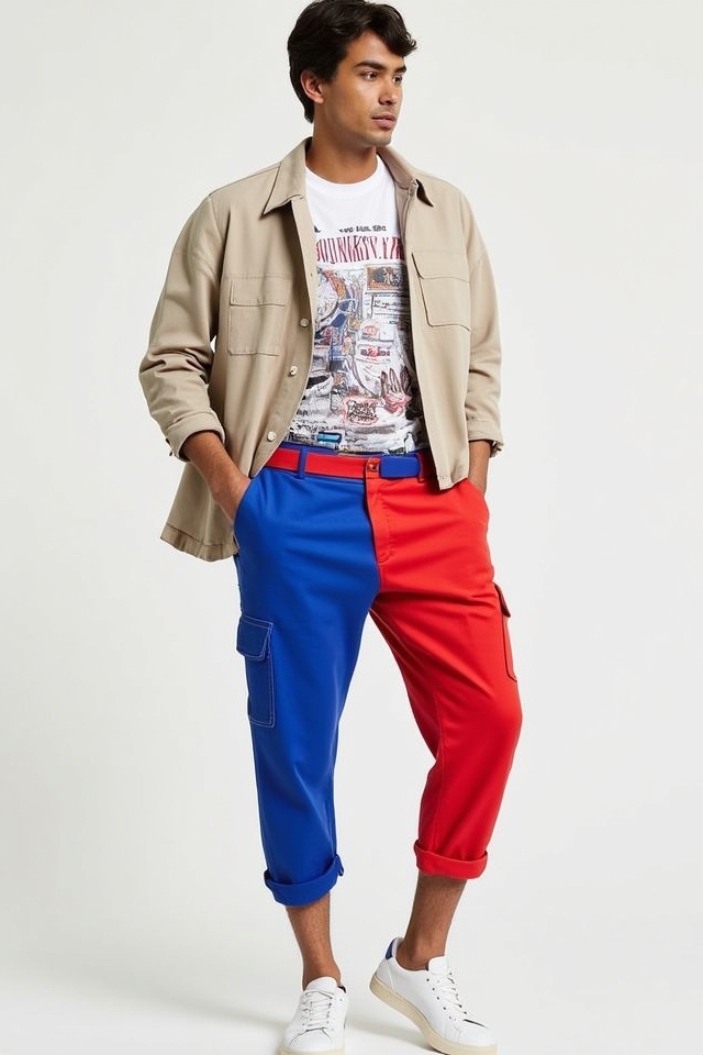 bright color block jorts
