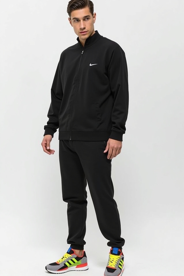 bright sneakers monochrome ensemble