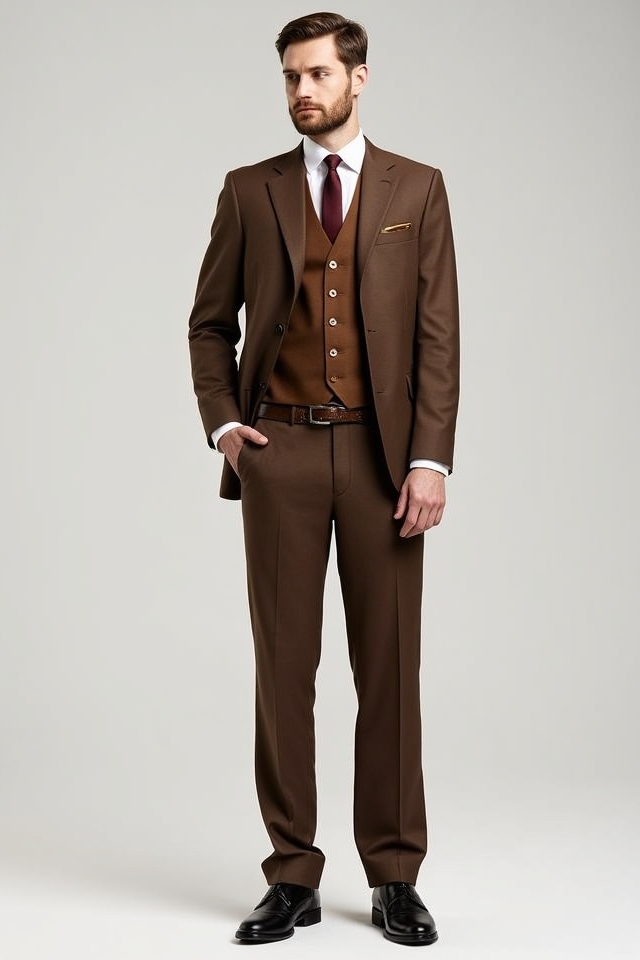 brown tailored formal suit