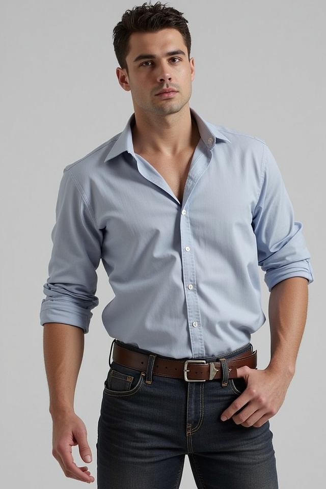 button down with dark jeans