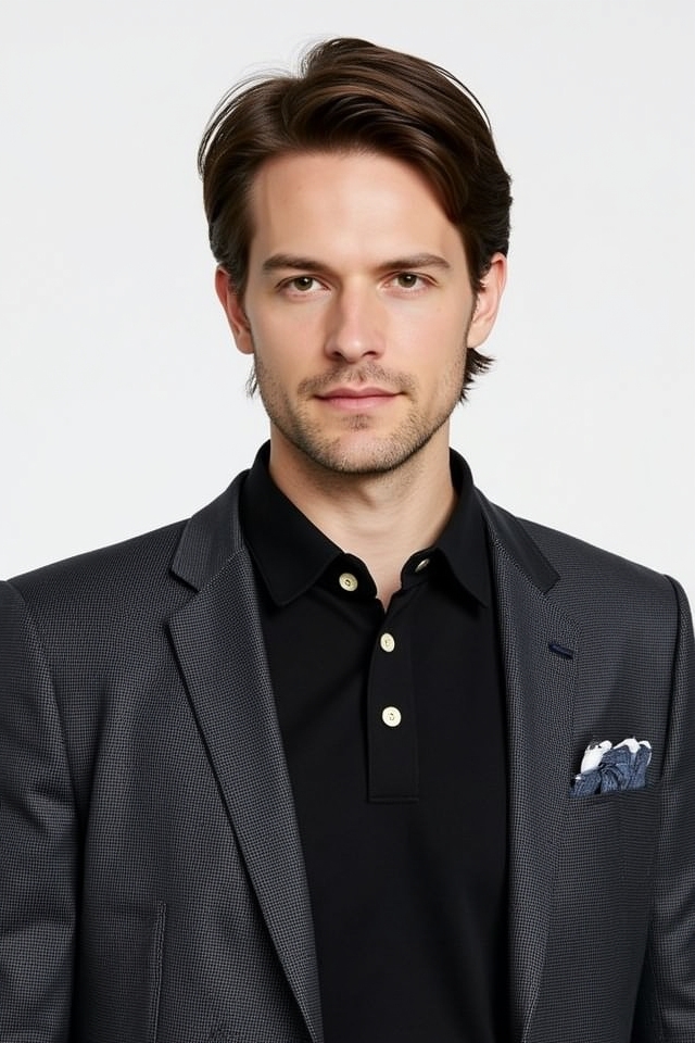 casual blazer polo ensemble