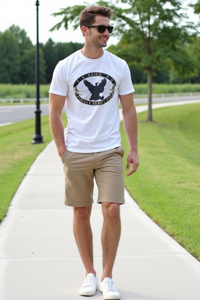 casual khaki graphic outfit