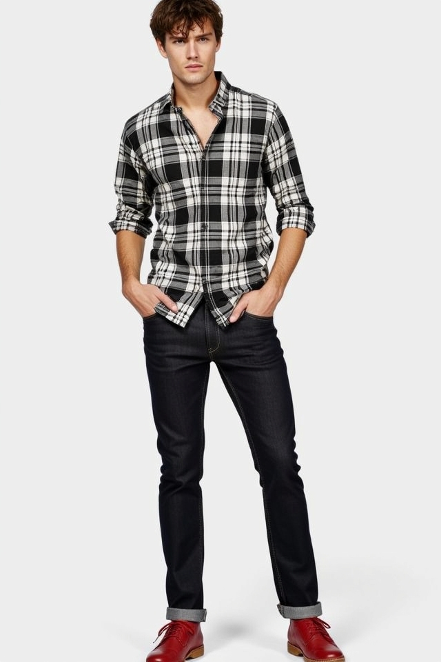casual plaid with red