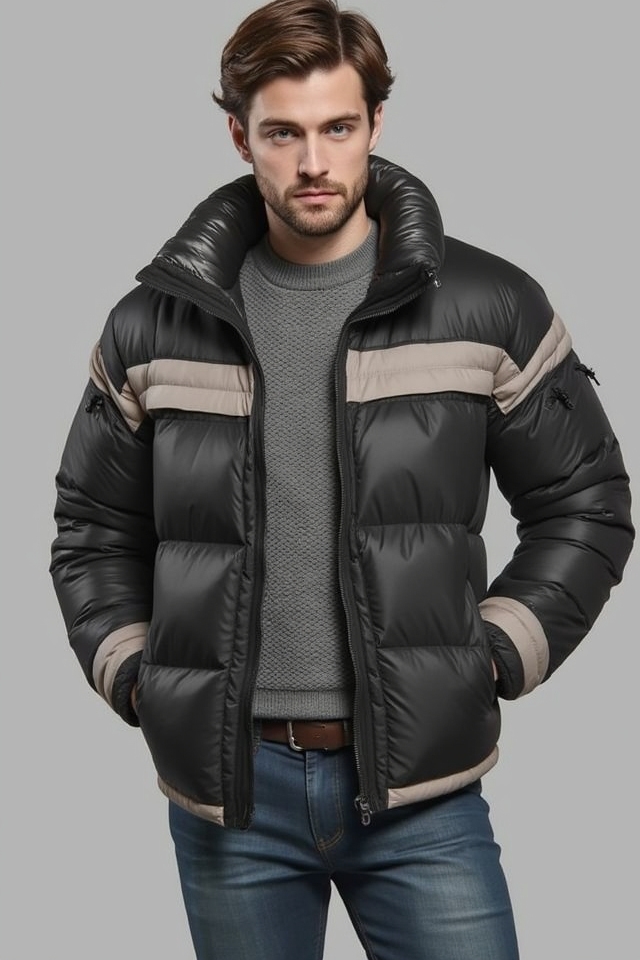 casual puffer jacket outfit