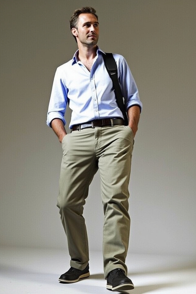 casual sweatshirt chinos ensemble