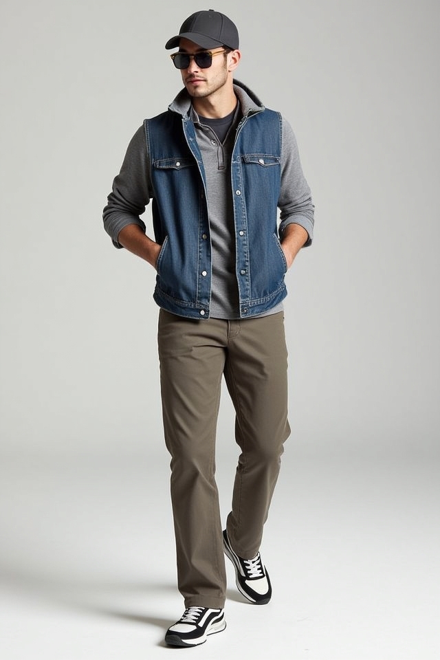 casual vest weekend ensemble
