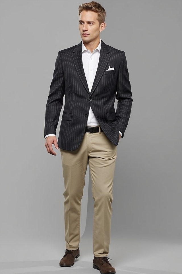charcoal blazer khaki combo