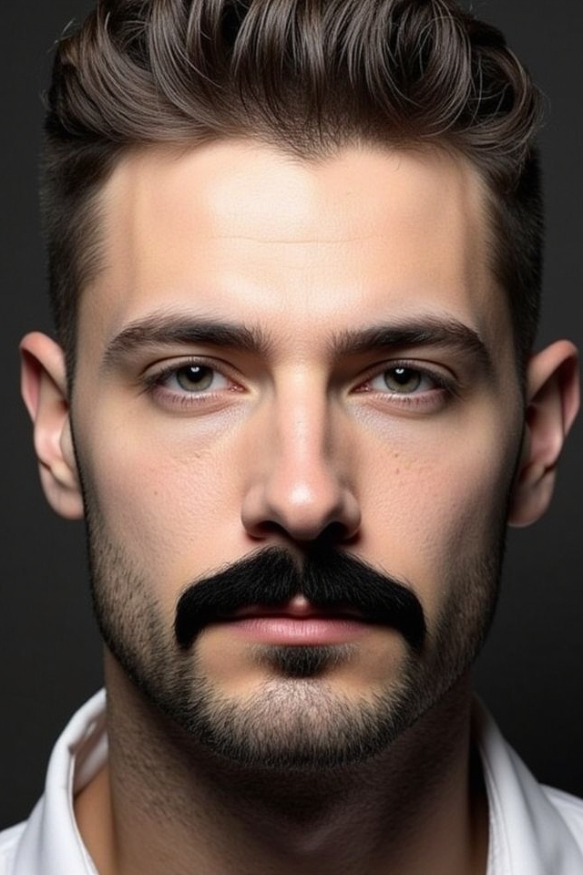 chevron mustache short beard
