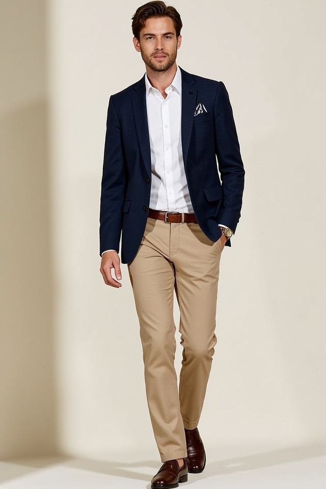 classic blazer and chinos