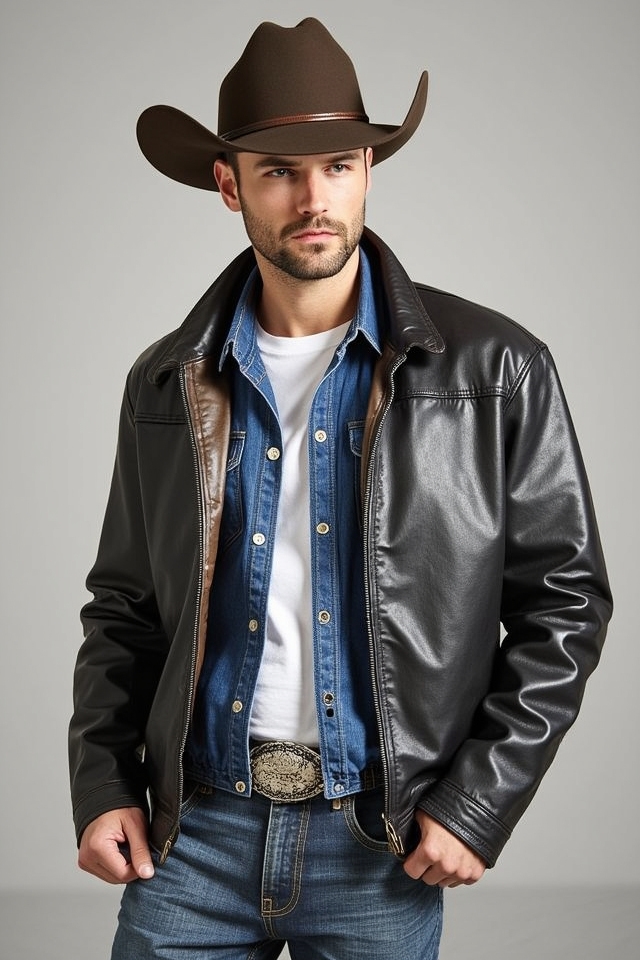 classic denim and leather