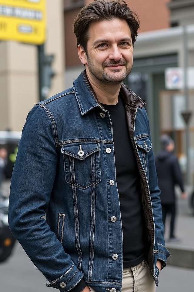 classic denim leather combo