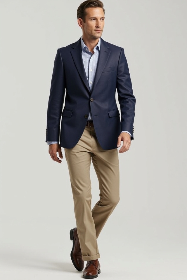 classic navy khaki ensemble