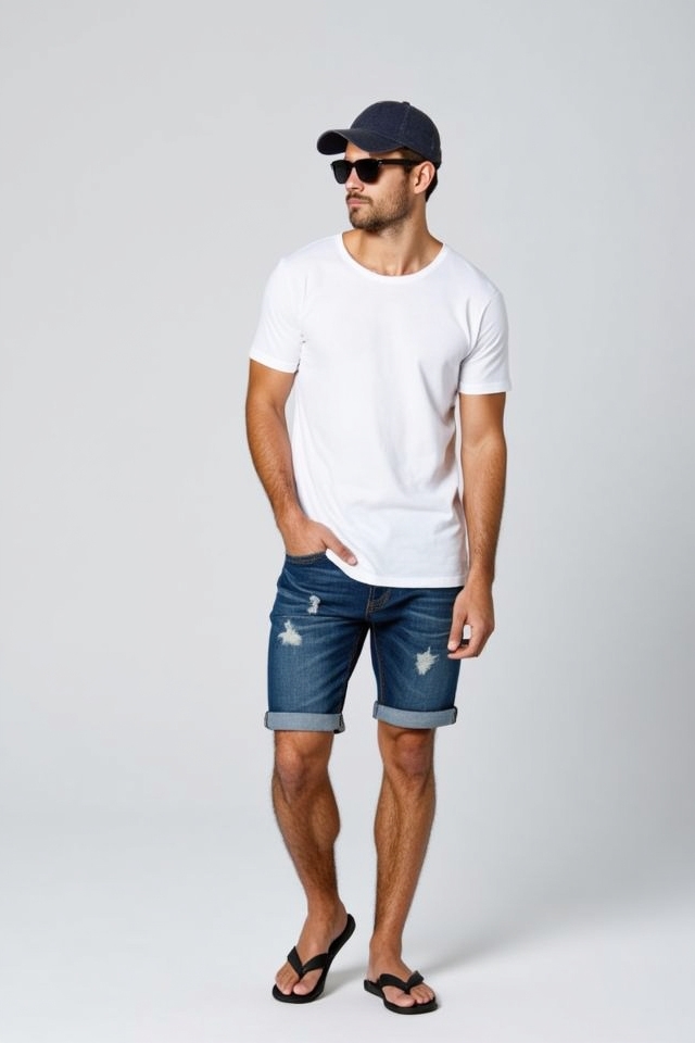 classic white tee combo