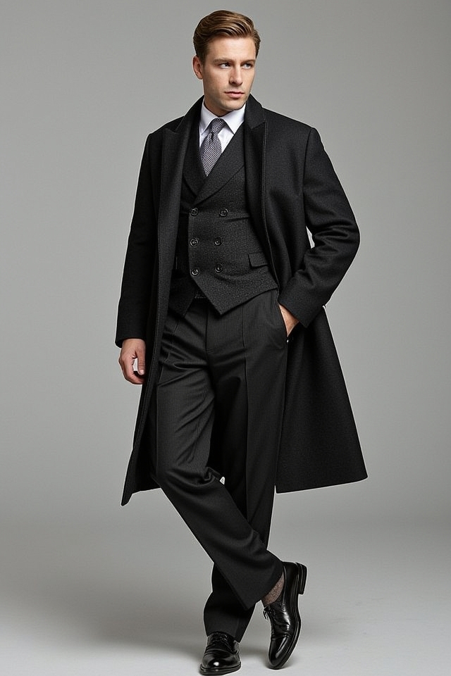classic wool overcoat ensemble