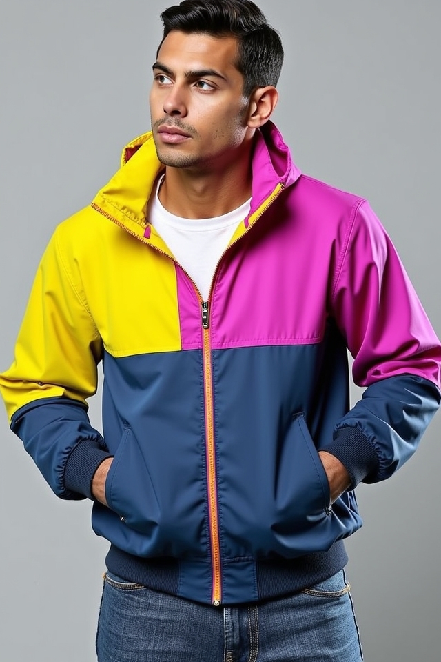 colorful windbreaker slim fit