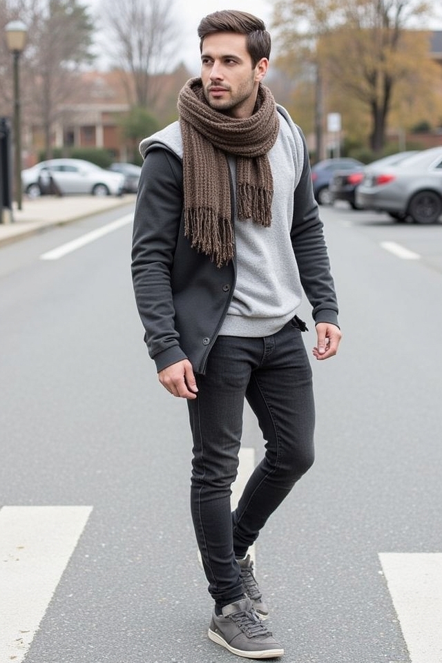 cozy hoodie and scarf