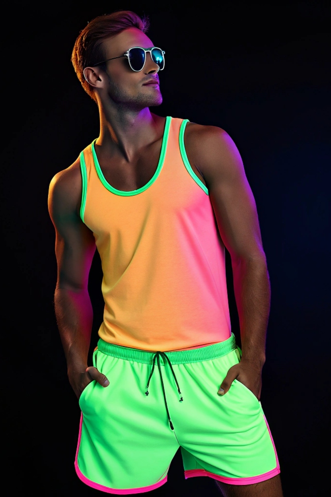 Neon Glow Tank Top and Shorts Combo