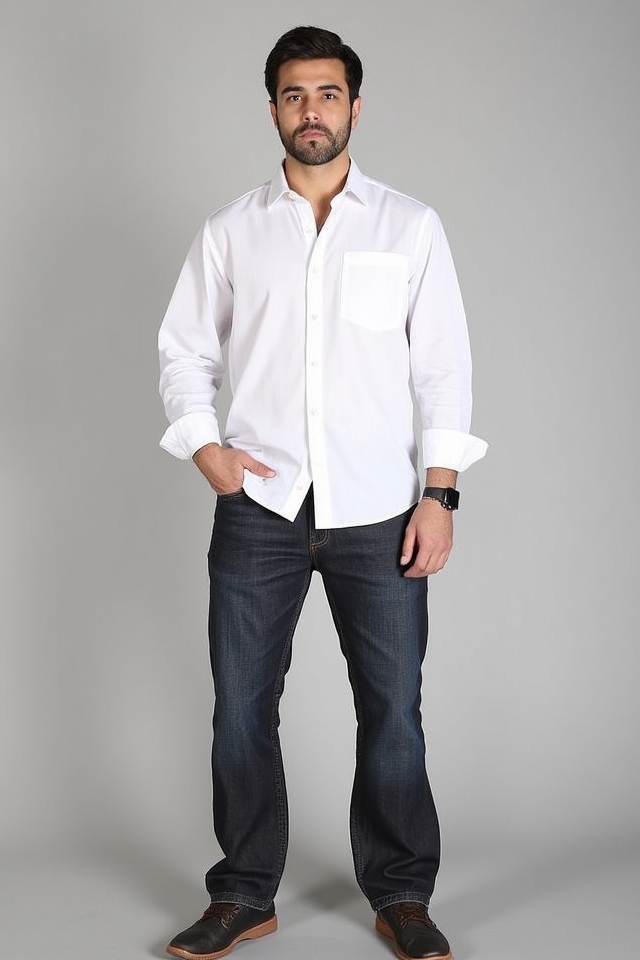 crisp white shirt jeans