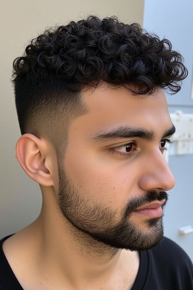 curly texture with taper