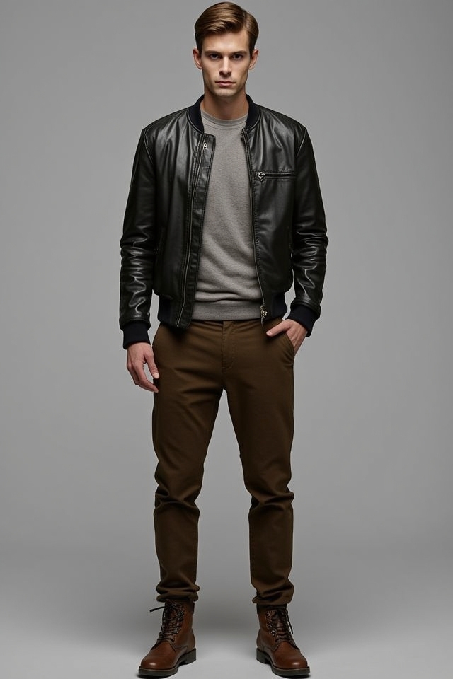 dark brown leather ensemble