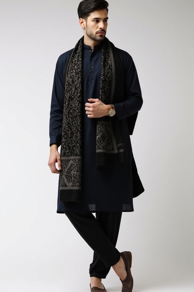 dark kurta evening ensemble