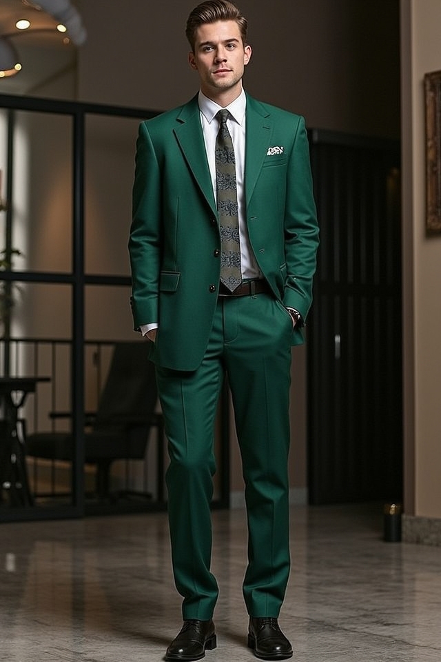 deep green evening attire