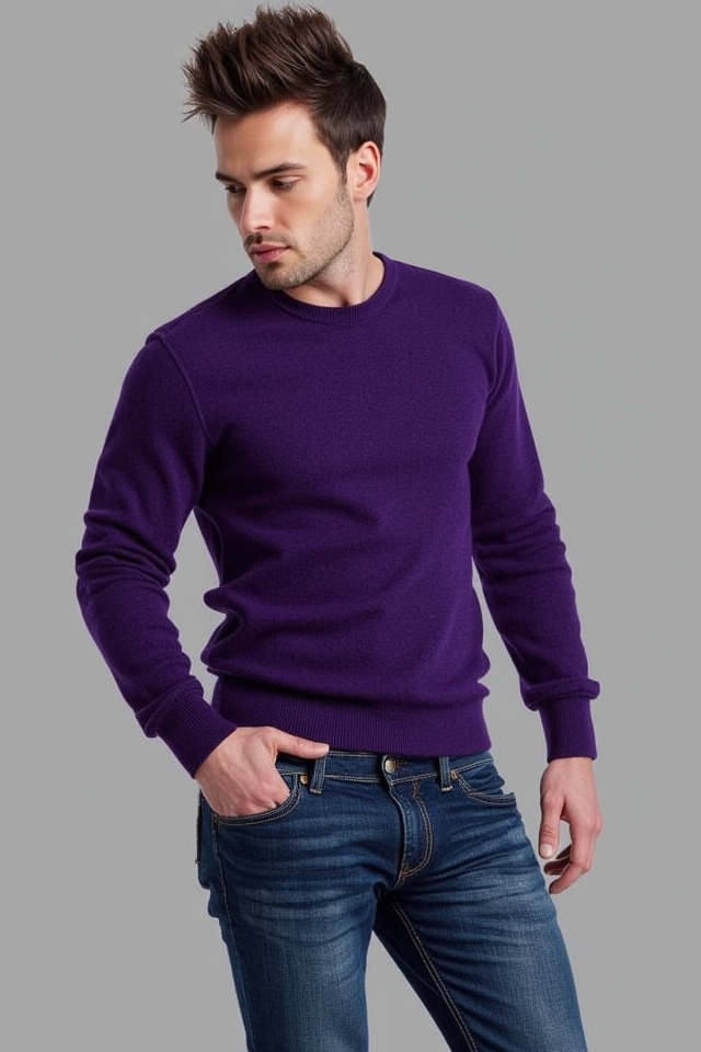deep purple sweater outfit