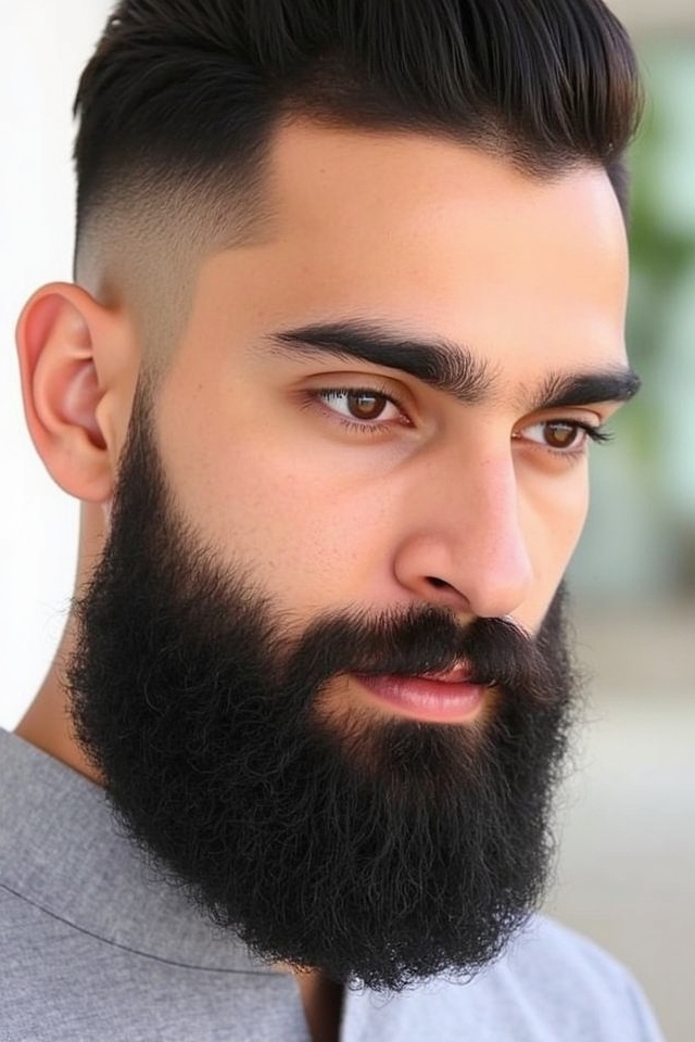 defined cheek line beard