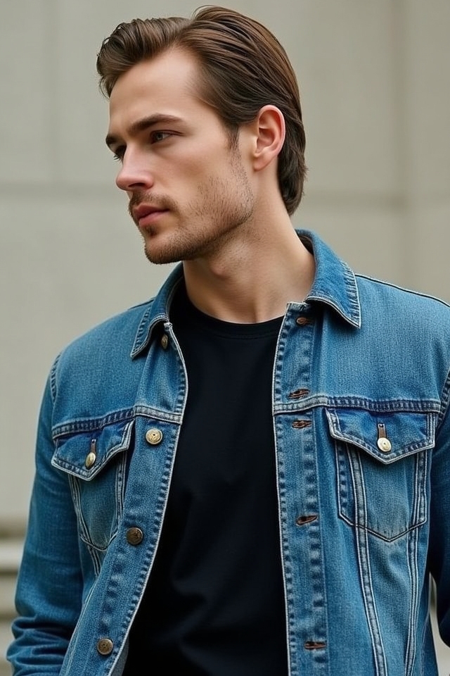 denim jacket black tee